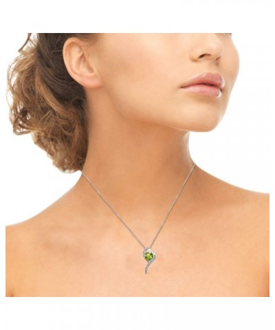 Sterling Silver Genuine or Synthetic Gemstone Heart Slide Pendant Necklace w/CZ Accents Peridot $17.09 Necklaces