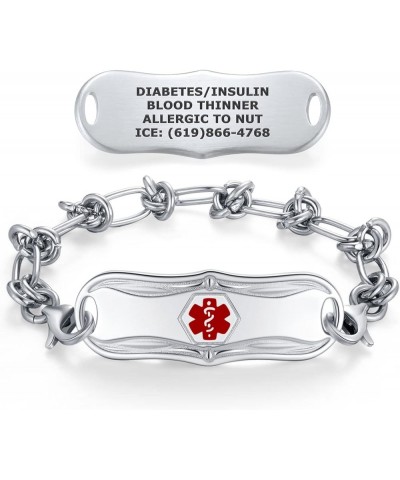 Signature Custom Engraved Medical Alert ID Bracelet for Woman – Style 7.0 Inches Wave / Red $30.75 Bracelets