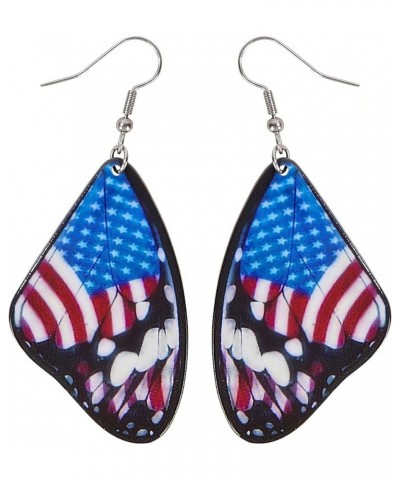 3 pair Cute Acrylic Colorful Monarch Butterfly Wing Dangle Earring for Women Jewelry Gifts Flags $6.48 Earrings