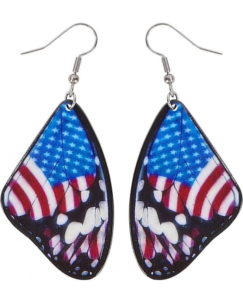 3 pair Cute Acrylic Colorful Monarch Butterfly Wing Dangle Earring for Women Jewelry Gifts Flags $6.48 Earrings