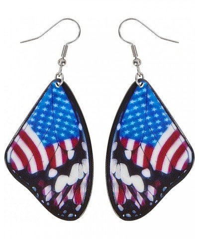 3 pair Cute Acrylic Colorful Monarch Butterfly Wing Dangle Earring for Women Jewelry Gifts Flags $6.48 Earrings