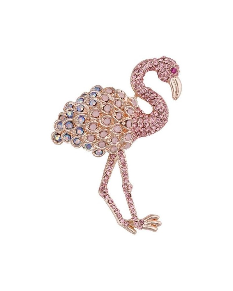 1Pcs Enamel Crystal Animal Flamingo Brooch Pin Fashion Pink Bird Collar Lapel Breastpin Corsage Badge For Women $6.37 Brooche...