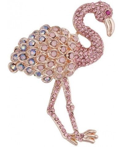 1Pcs Enamel Crystal Animal Flamingo Brooch Pin Fashion Pink Bird Collar Lapel Breastpin Corsage Badge For Women $6.37 Brooche...