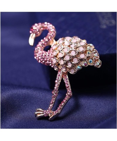 1Pcs Enamel Crystal Animal Flamingo Brooch Pin Fashion Pink Bird Collar Lapel Breastpin Corsage Badge For Women $6.37 Brooche...