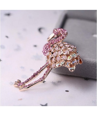 1Pcs Enamel Crystal Animal Flamingo Brooch Pin Fashion Pink Bird Collar Lapel Breastpin Corsage Badge For Women $6.37 Brooche...