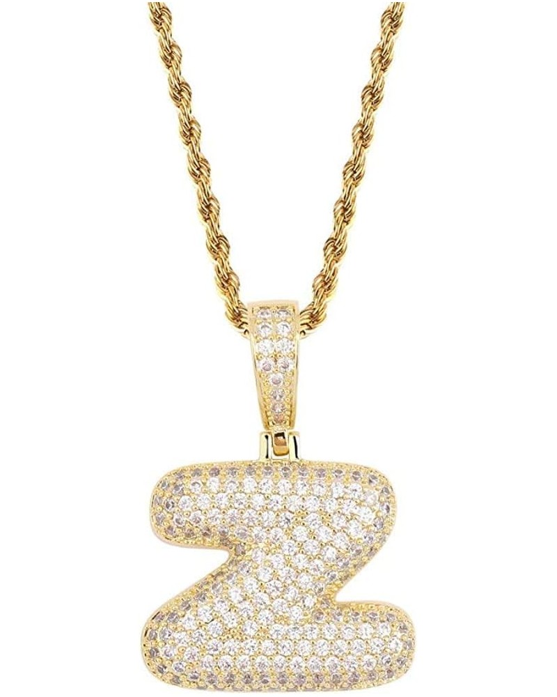 Stainless Steel Iced Out Letter Necklace A-Z 26 Capital Initial Alphabet Name Necklace Rope Chain for Women Men Girl Gold Sil...