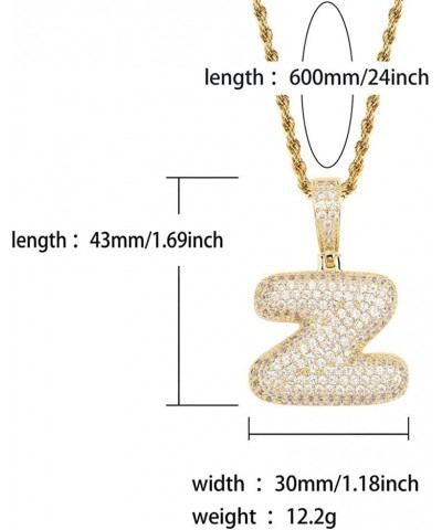 Stainless Steel Iced Out Letter Necklace A-Z 26 Capital Initial Alphabet Name Necklace Rope Chain for Women Men Girl Gold Sil...