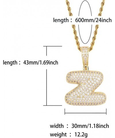 Stainless Steel Iced Out Letter Necklace A-Z 26 Capital Initial Alphabet Name Necklace Rope Chain for Women Men Girl Gold Sil...