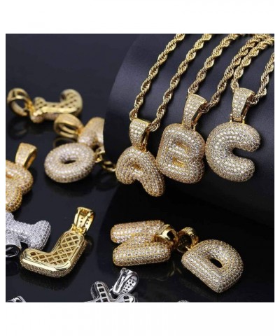 Stainless Steel Iced Out Letter Necklace A-Z 26 Capital Initial Alphabet Name Necklace Rope Chain for Women Men Girl Gold Sil...