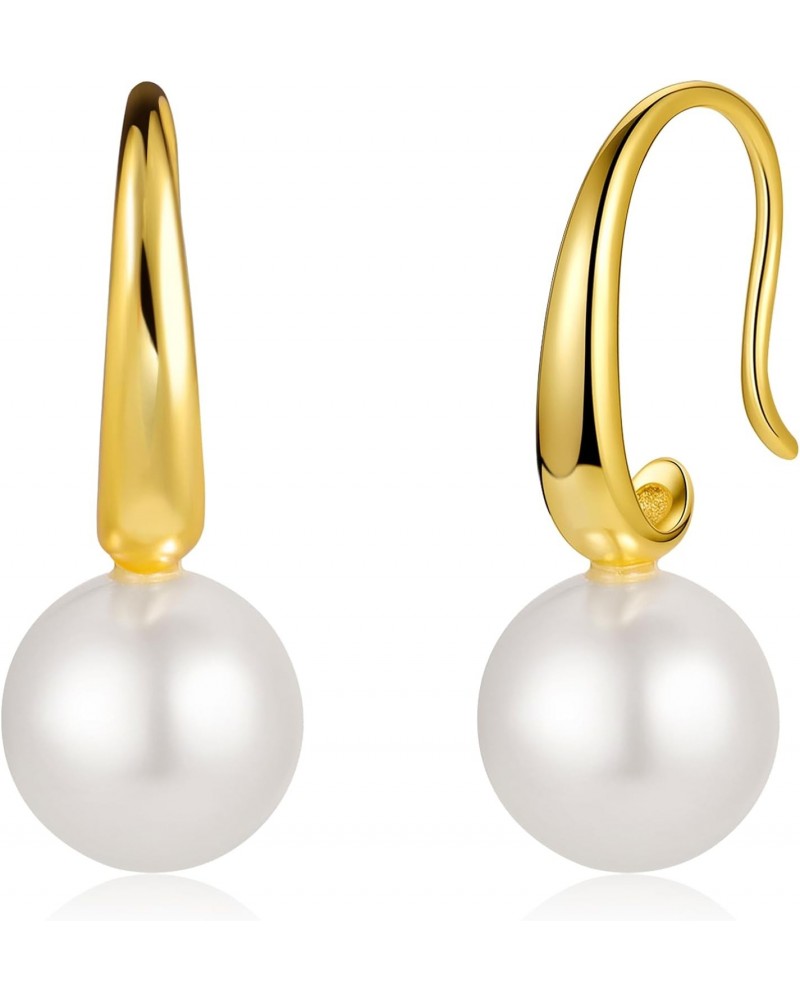 Pearl Drop Earrings for Women 925 Sterling Silver Pearl Earrings 14K Gold Plated Pearl Drop Wedding Earrings Gift $6.50 Earrings