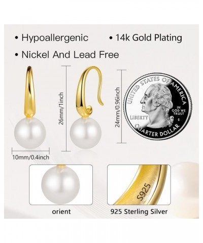 Pearl Drop Earrings for Women 925 Sterling Silver Pearl Earrings 14K Gold Plated Pearl Drop Wedding Earrings Gift $6.50 Earrings