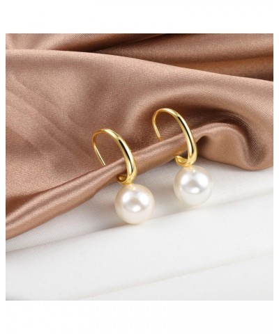 Pearl Drop Earrings for Women 925 Sterling Silver Pearl Earrings 14K Gold Plated Pearl Drop Wedding Earrings Gift $6.50 Earrings