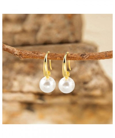 Pearl Drop Earrings for Women 925 Sterling Silver Pearl Earrings 14K Gold Plated Pearl Drop Wedding Earrings Gift $6.50 Earrings