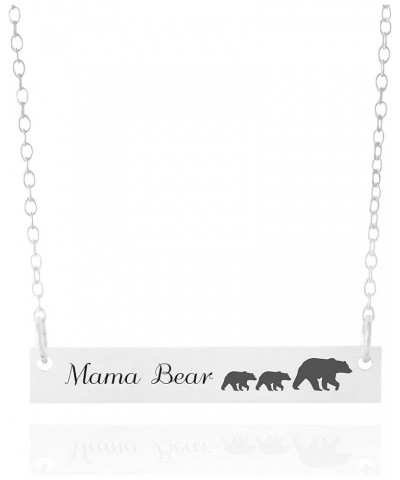 Mama Bear Necklace - Momma Bear Jewelry with Cubs Bar Necklace Silver Tone - 2 Cubs $12.50 Necklaces