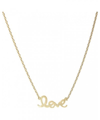 Handcrafted Brushed Metal LOVE Script Necklace Gold $8.84 Necklaces