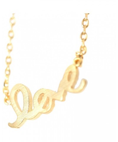 Handcrafted Brushed Metal LOVE Script Necklace Gold $8.84 Necklaces