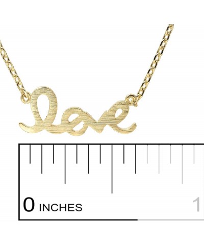 Handcrafted Brushed Metal LOVE Script Necklace Gold $8.84 Necklaces