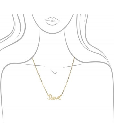 Handcrafted Brushed Metal LOVE Script Necklace Gold $8.84 Necklaces