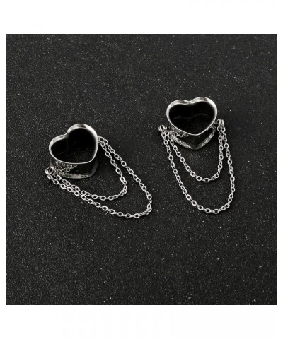 2 PCS Teardrop with Chain Ear Plugs Tunnels Gauges for Women - Stainless Steel 316L Body Piercing Basic Earrings for Stretche...