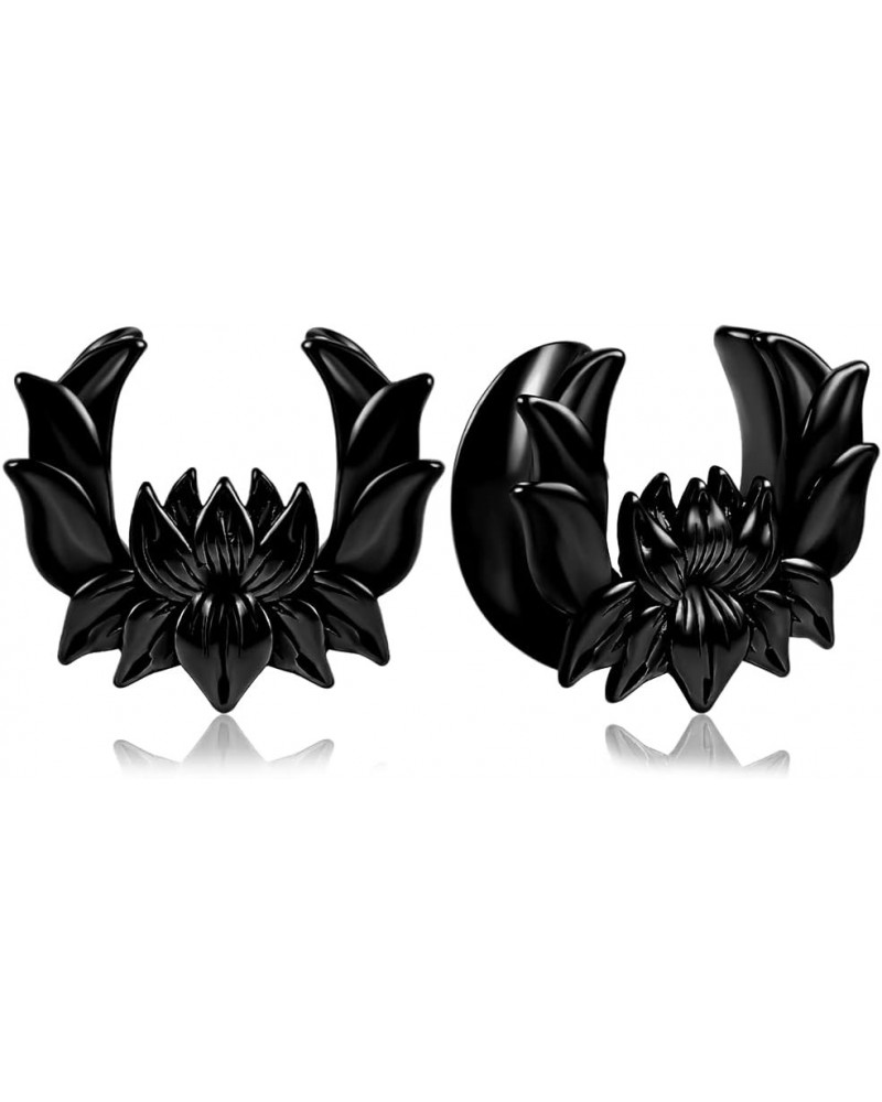 2PCS 8mm-16mm Ear Gauges Hypoallergenic 316L Stainless Steel Lotus Flower Saddle Plugs Tunnels Piercing Expander Stretchers B...