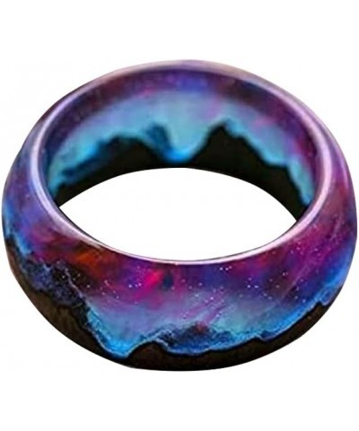 Wooden Epoxy Ring, Luminous Glow Ring Glowing in the Dark, Handmade Wooden Ring with Mountain Wood Resin Ring- For Man and Wo...