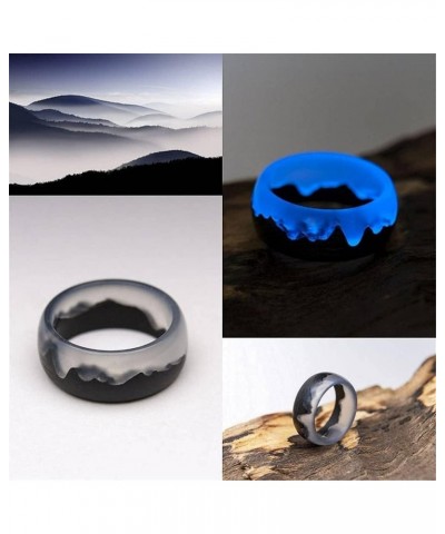 Wooden Epoxy Ring, Luminous Glow Ring Glowing in the Dark, Handmade Wooden Ring with Mountain Wood Resin Ring- For Man and Wo...