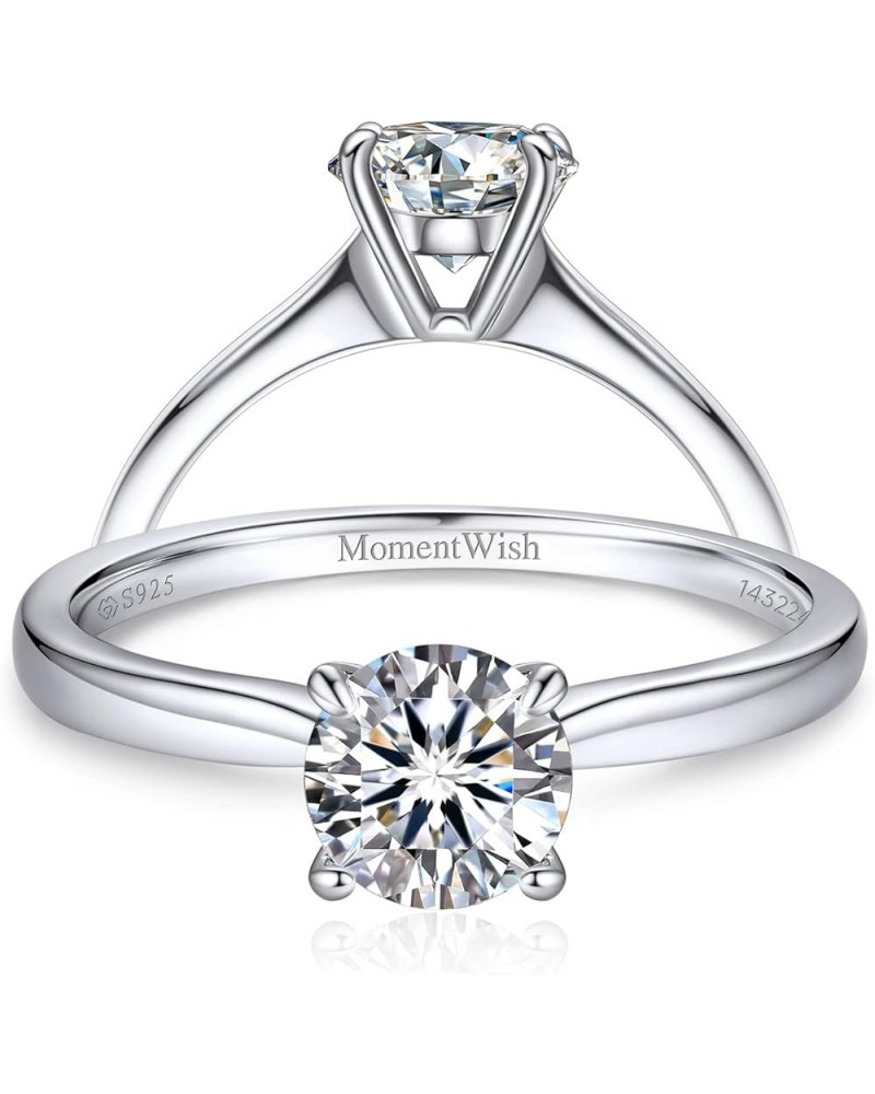 Moissanite Wedding Rings, 1-2 Carats Moissanite Rings for Women, D Color VVS1 Simulated Diamond 925 Sterling Silver Solitaire...