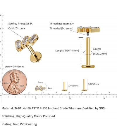 16G 6mm 8mm Piercing Jewelry for Conch, Tragus, Helix, Flat, Earlobe - ASTM F136 Titanium Hypoallergenic Cartilage Earring, I...