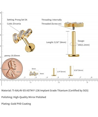 16G 6mm 8mm Piercing Jewelry for Conch, Tragus, Helix, Flat, Earlobe - ASTM F136 Titanium Hypoallergenic Cartilage Earring, I...