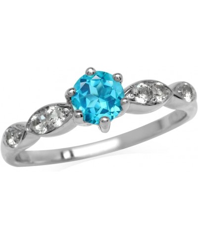 5mm Round Shape White Gold Plated 925 Sterling Silver Engagement Ring 5 Silver Genuine Paraiba Neon Blue Topaz $14.38 Rings