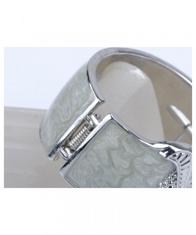 Silvery Shiny Tone Owl Bird Cream Enamel Glossy Swirl Cloudy Bracelet Bangle Cuff $10.59 Bracelets