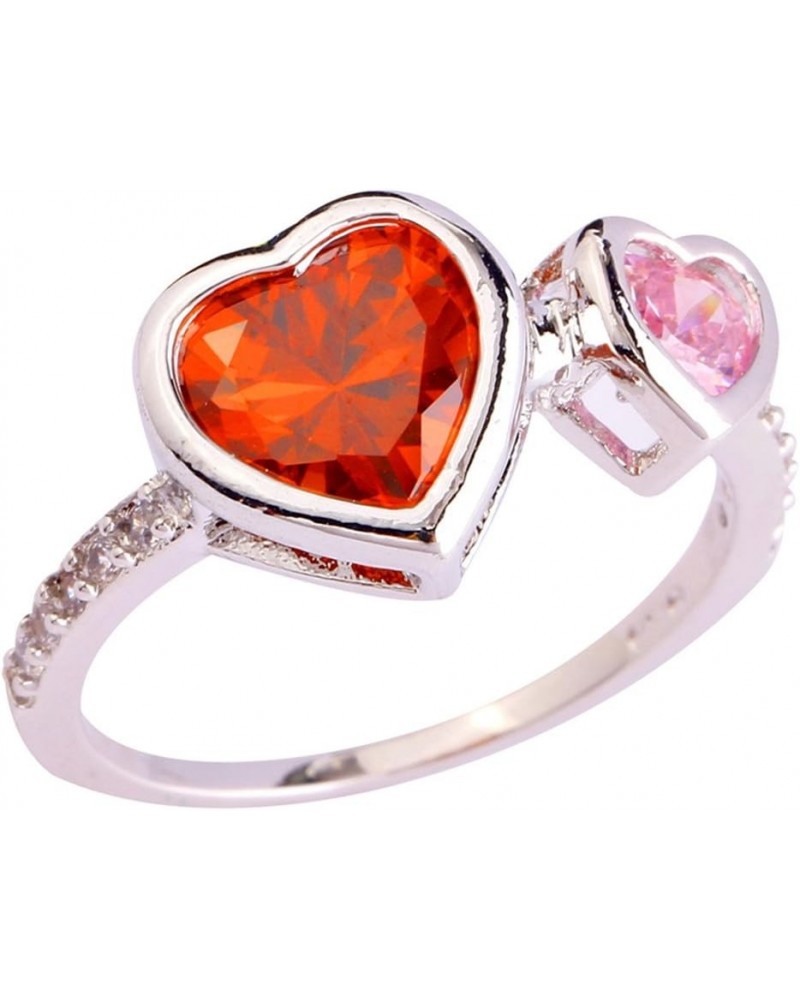 925 Sterling Silver Plated 3 Heart Shape Filled Ruby Spinel Forever Love Wedding Ring for Women US7 D_Red $4.55 Others