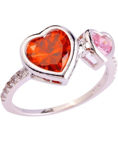 925 Sterling Silver Plated 3 Heart Shape Filled Ruby Spinel Forever Love Wedding Ring for Women US7 D_Red $4.55 Others