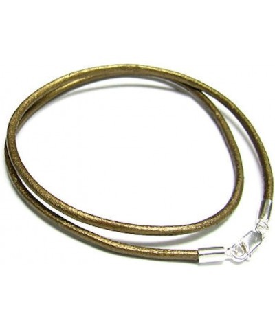 925 Sterling Silver Round Natural Leather Cord 2mm Choker Necklace Metallic Brown 20 Inches $12.14 Necklaces