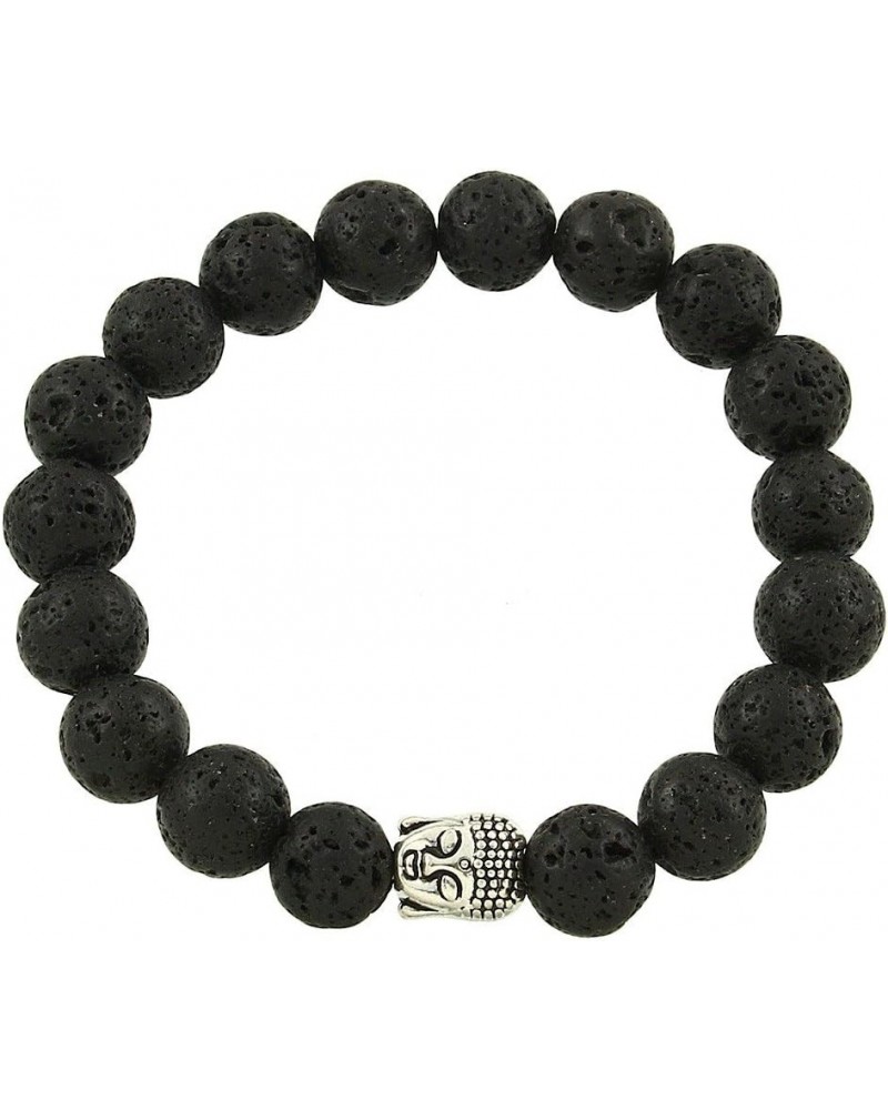 Buddha Energy Natural Stone Stretch Bracelet Lava Stone $8.54 Bracelets