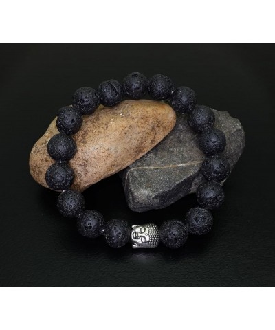 Buddha Energy Natural Stone Stretch Bracelet Lava Stone $8.54 Bracelets