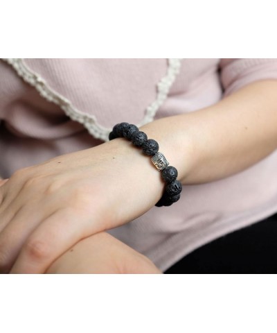 Buddha Energy Natural Stone Stretch Bracelet Lava Stone $8.54 Bracelets