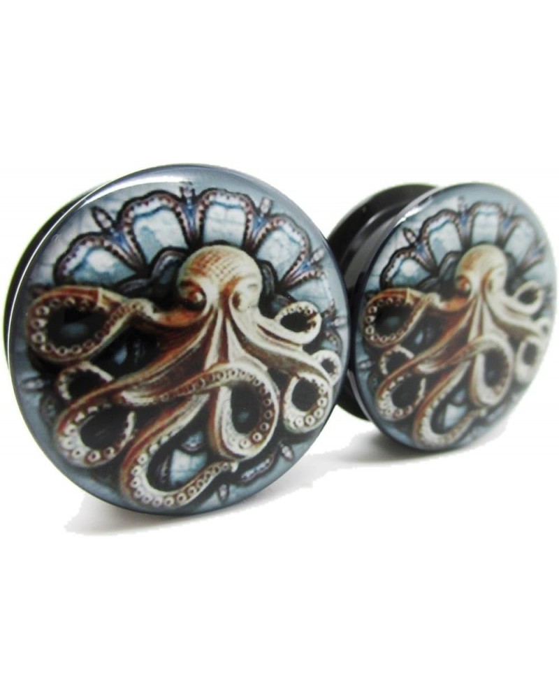 Kraken Octopus Ear Plugs - Acrylic Screw-On - 12 Sizes Pair* 0 Gauge (8mm) $8.97 Body Jewelry