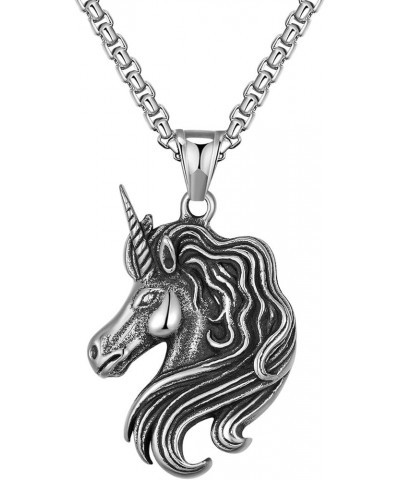 Men's Pendant Necklace for Men Boys with 23.6'' Stainless Steel Box Chain 040-Unicorn $9.61 Necklaces