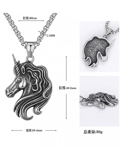 Men's Pendant Necklace for Men Boys with 23.6'' Stainless Steel Box Chain 040-Unicorn $9.61 Necklaces