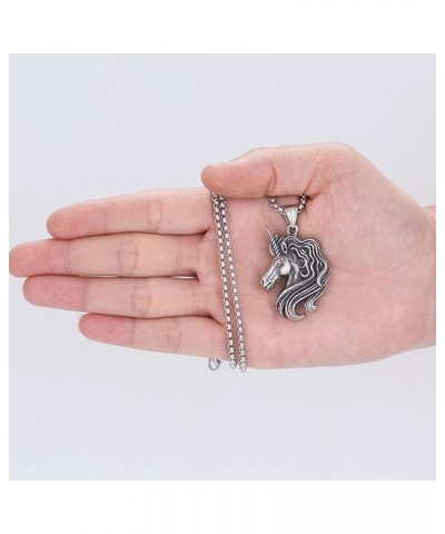 Men's Pendant Necklace for Men Boys with 23.6'' Stainless Steel Box Chain 040-Unicorn $9.61 Necklaces