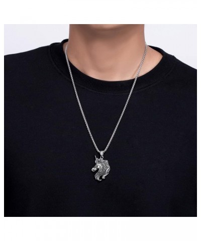 Men's Pendant Necklace for Men Boys with 23.6'' Stainless Steel Box Chain 040-Unicorn $9.61 Necklaces