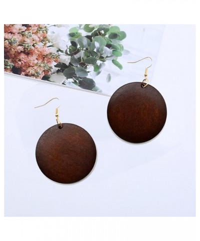 Wooden Hoop Earrings for Women Girls Retro Black African Bohemian Wood Teardrop Geometric Lightweight Dangle Drop Earrings Ci...