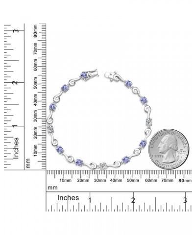 925 Sterling Silver Blue Tanzanite and White Lab Grown Diamond Bracelet For Women (2.72 Cttw, Gemstone December Birthstone, R...