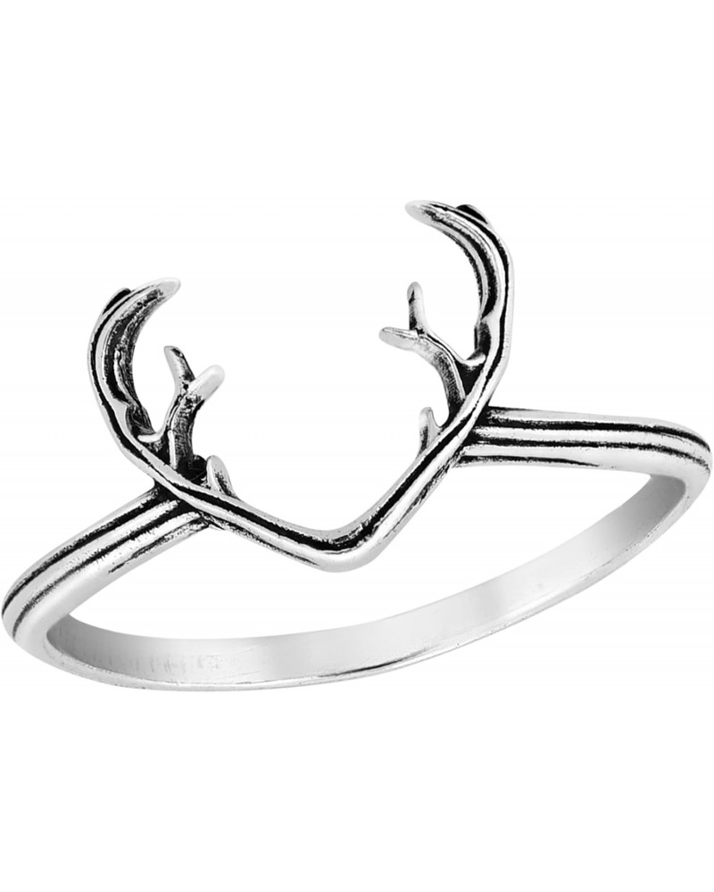 Spirit of The Forest Mesmerizing Deer Antler .925 Sterling Silver Band Ring | Sterling Silver Deer Antler Ring | Forest Rings...