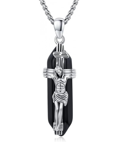 Healing Crystal Jesus/St Anthony Necklace 925 Sterling Silver Religious St Christ Necklace Protection Jewelry for Men Women J...