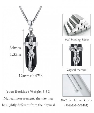 Healing Crystal Jesus/St Anthony Necklace 925 Sterling Silver Religious St Christ Necklace Protection Jewelry for Men Women J...