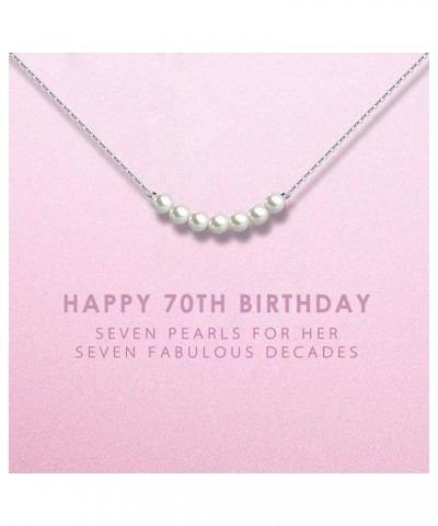 70th Birthday Gifts for Women - Sterling Silver Necklace Seven Pearls for Her 7 Decades - 70 Years Old Jewelry Gift Idea (70t...