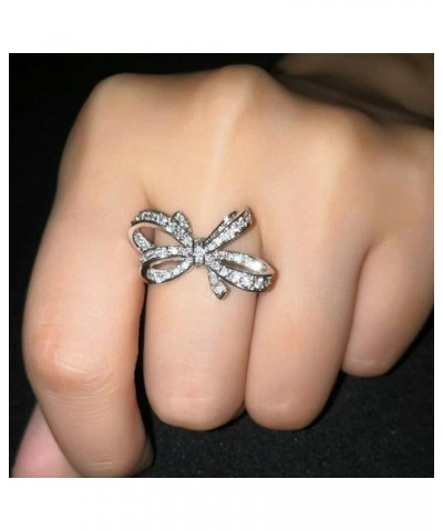 Butterfly Sparkly CZ Rhinestone Cubic Zirconia Cocktail Ring Bow-Knot Knuckle Ring Wedding Promise Jewelry Ring for Women and...