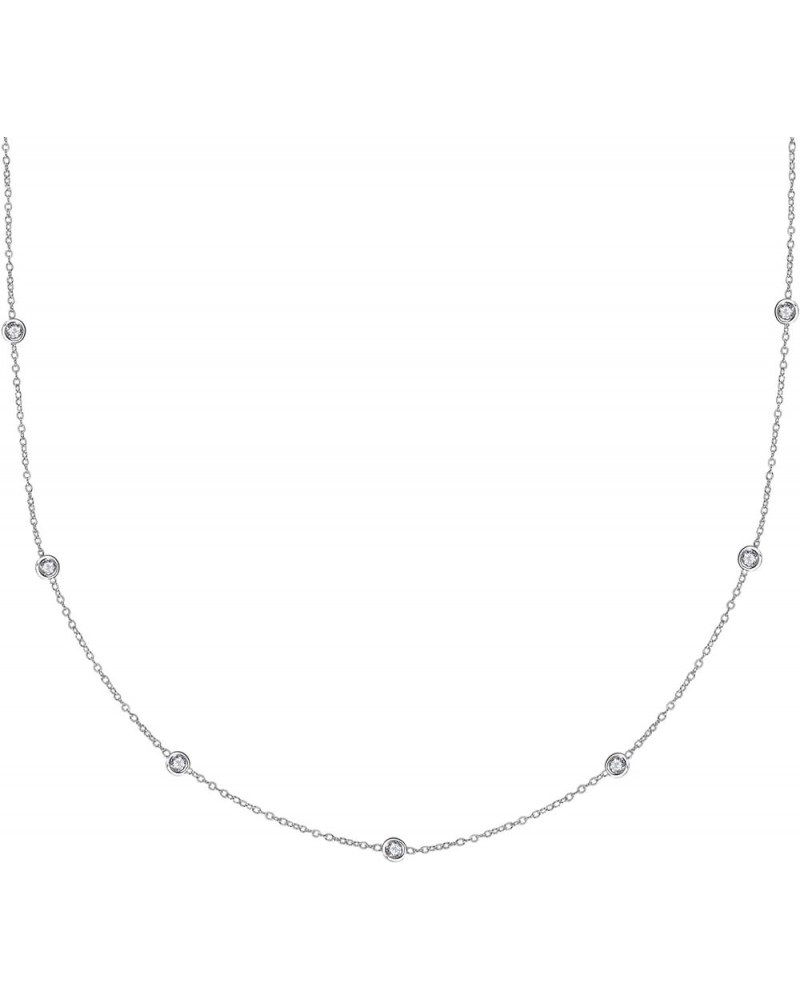 Sterling Silver Designer Style CZ By the Yard Station Chain Anklet, Bracelet, or Necklace Silver (18 Inches) $17.23 Anklets